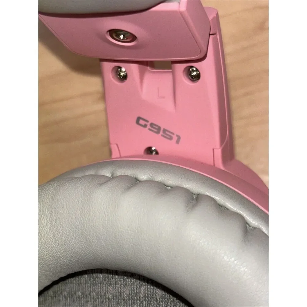 SOMIC G951 Pink Stereo Gaming Headset with Mic Cute Cat Tested Great Condition